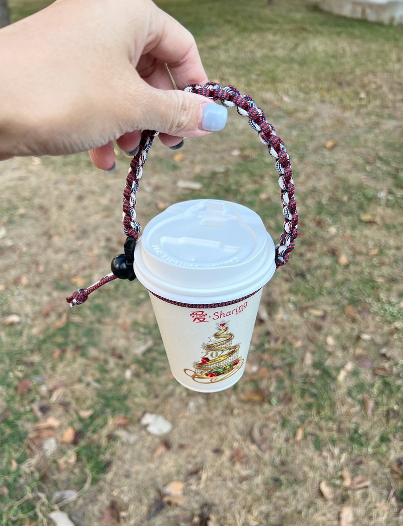 Handmade-Umbrella rope environmentally friendly braided belt environmentally friendly lifting rope beverage lifting rope cup bag cup cover coffee lifting rope - Beverage Holders & Bags - Nylon Multicolor