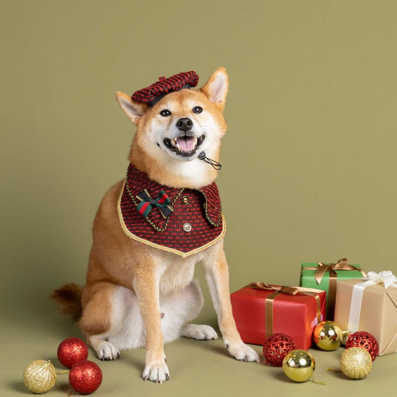 紅色假期・翻轉領巾・雙面節慶領巾組 - 寵物衣服 - 棉．麻 