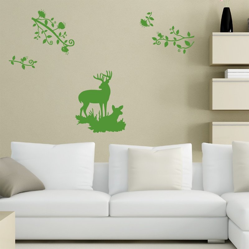 《Smart Design》創意無痕壁貼◆鹿與森林 8色可選 - 牆貼/牆身裝飾 - 紙 綠色
