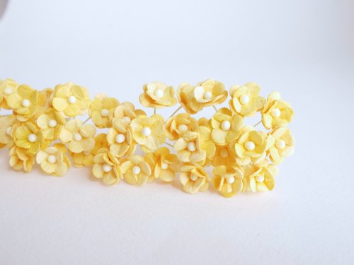 makemefrompaper paper flower, supplies, 100 pcs. Canadian anemone, size 1.5 cm., yellow color