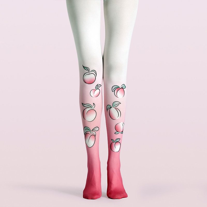 viken plan 設計師品牌 連褲襪 棉襪 創意絲襪 圖案絲襪 蜜桃 - 襪子 - 棉．麻 
