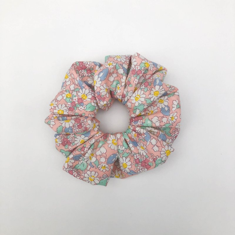 髮圈- 粉色底繁花 - 髮圈/髮夾 - 棉．麻 粉紅色
