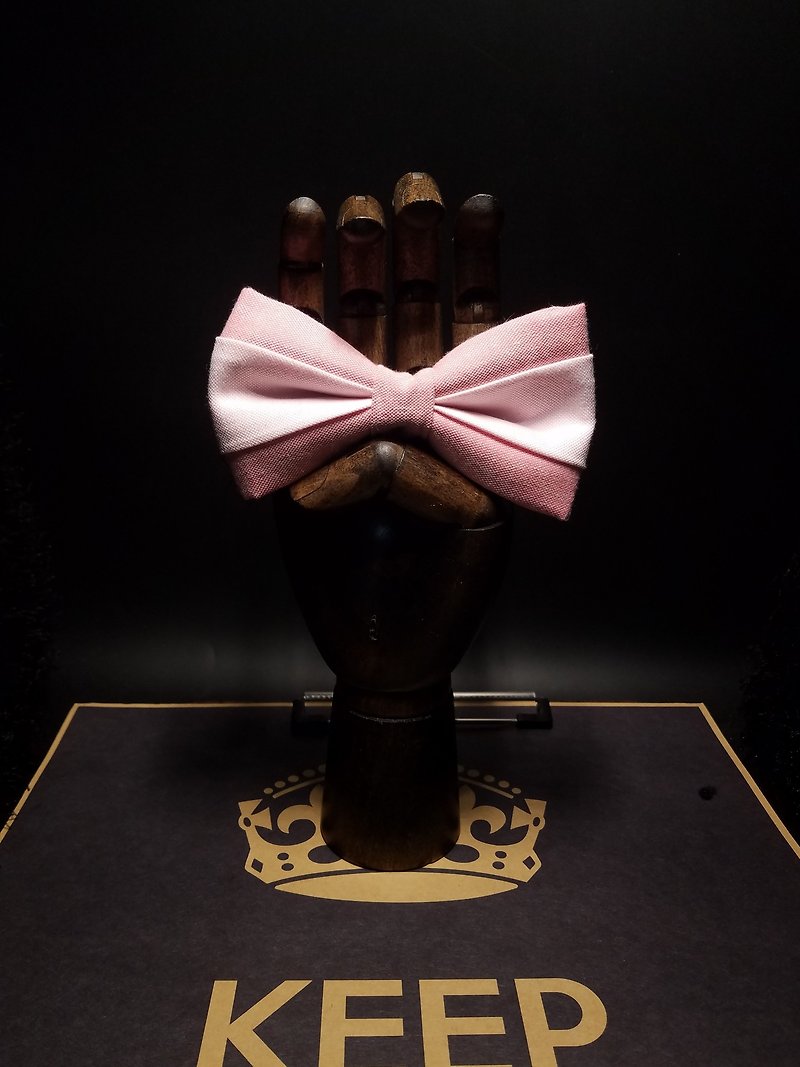 Pink clip light pink tie double-decker collegiate wind bow - Bow Ties & Ascots - Cotton & Hemp Pink