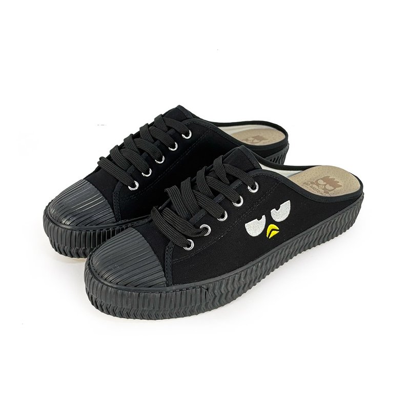 Paidal x Bad Badtz-maru XO Charming Face Collection Casual Mules - Men's - รองเท้าลำลองผู้ชาย - ผ้าฝ้าย/ผ้าลินิน สีดำ