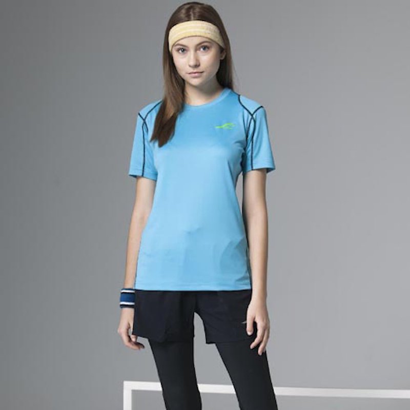 MIT elastic suction round neck shirt unisex - Women's Sportswear Tops - Polyester Multicolor