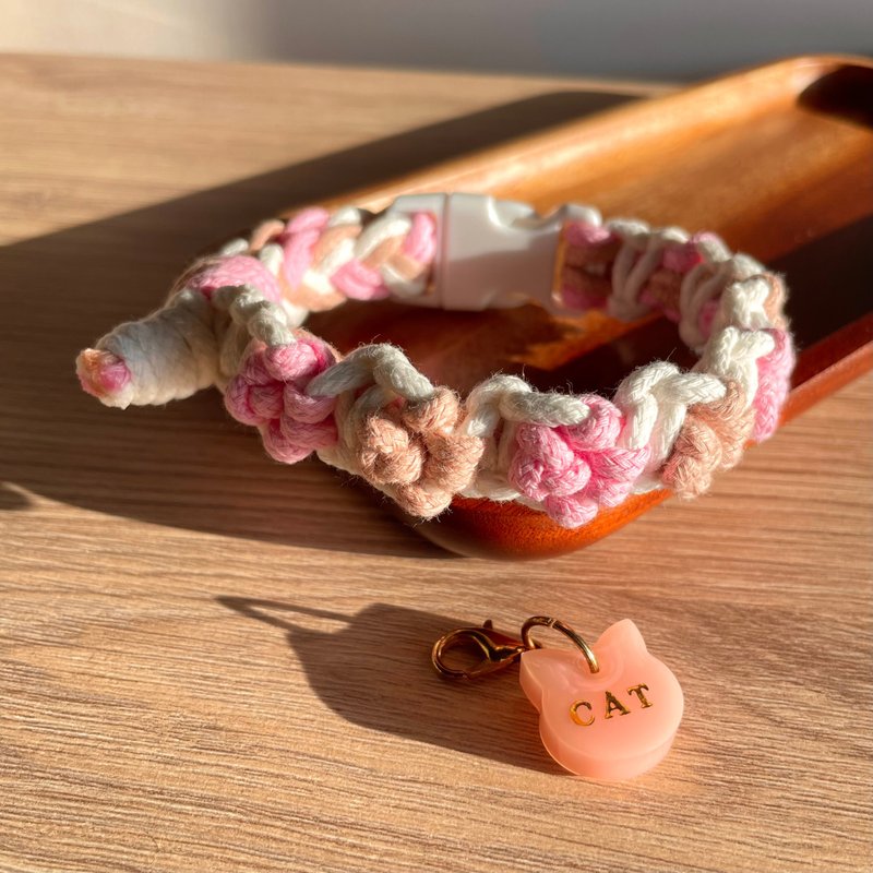 Little Meat Ball | Hand-knitted adjustable pet collar - Collars & Leashes - Cotton & Hemp 