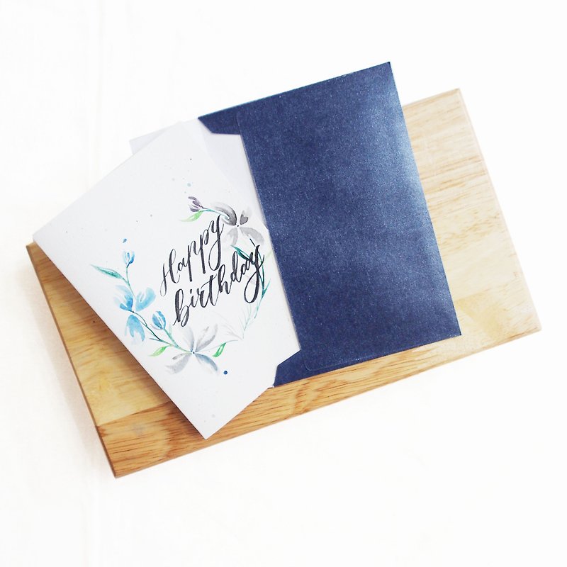 Mstandforc Ink florals Handmade Card｜Happy Birthday - Cards & Postcards - Paper Multicolor