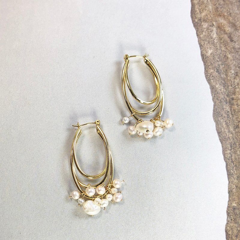 ART COLE Mini Pearls 14KGF Earrings (Wedding) (Party Wear) (Christmas Gift) - Earrings & Clip-ons - Pearl White