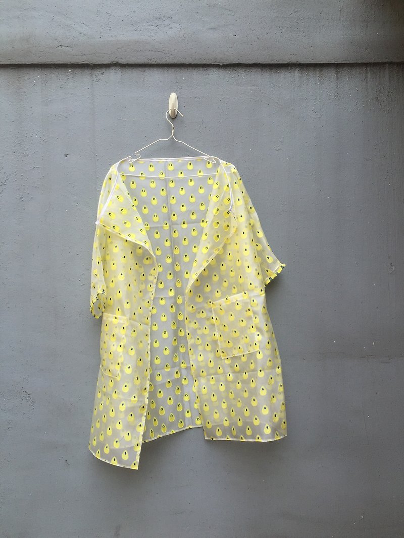 下雨了/紗織外套/雨點 - 女大衣/外套 - 其他材質 黃色