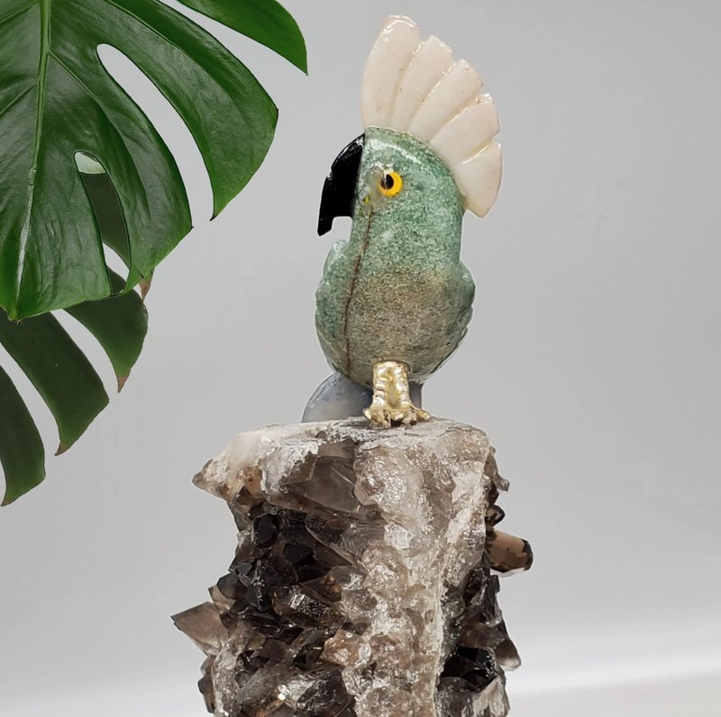 Crystal Parrot Wishes Manifestation*Brazilian direct delivery handicraft healing crystal bird*p3 citrine cluster - ของวางตกแต่ง - คริสตัล หลากหลายสี