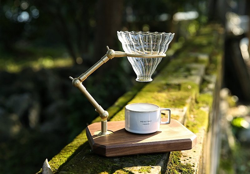 Black Walnut Brass Drip Coffee Holder Adjustable Angle - เครื่องทำกาแฟ - ทองแดงทองเหลือง 