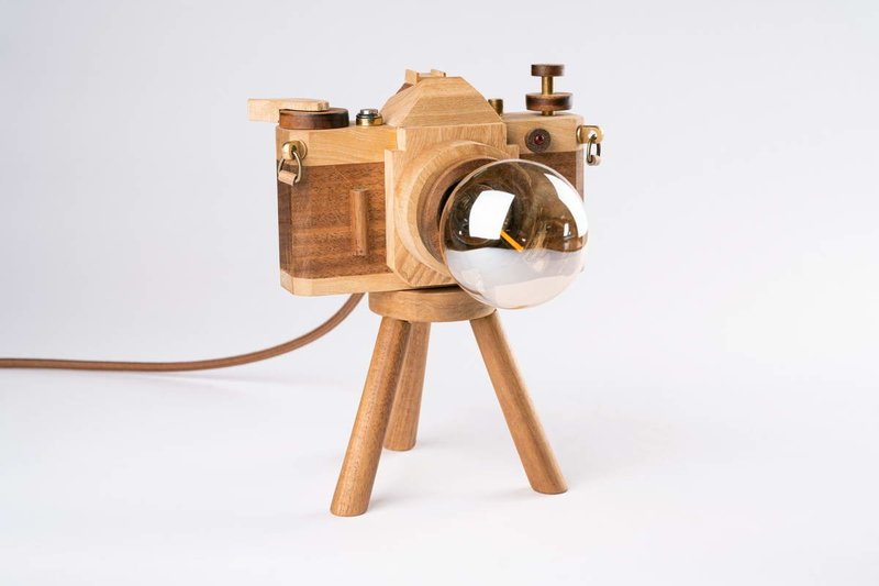Taocheng Impression-Retro Camera Style Lamp - Lighting - Wood Brown
