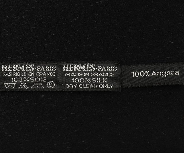 美品　HERMES　エルメス　マフラー　アンゴラ　シルク　ユニセックス 日本直送】エルメス HERMES マフラー シルク × アンゴラ 黒 ユニ
