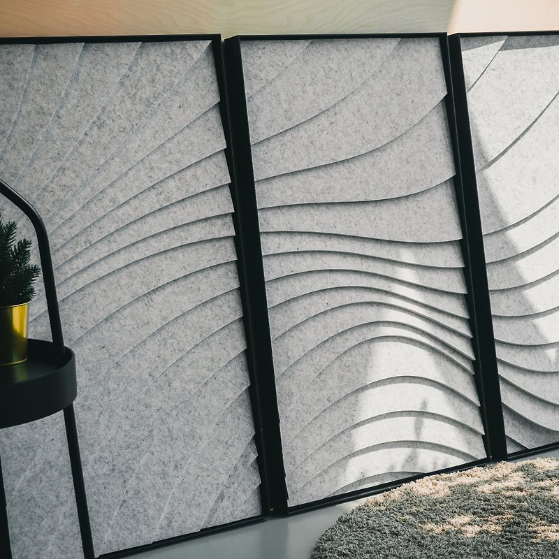 吸音藝術畫 - 流動水波系列 (銀霓色) (一套裝含三幅) - 牆貼/牆身裝飾 - 聚酯纖維 