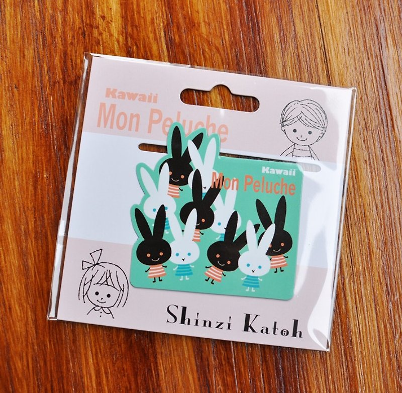 [] Shinji Kato Series MON PELUCHE cute black and white rabbit magnet bookmark (magnet bookmark) - Bookmarks - Other Materials Multicolor