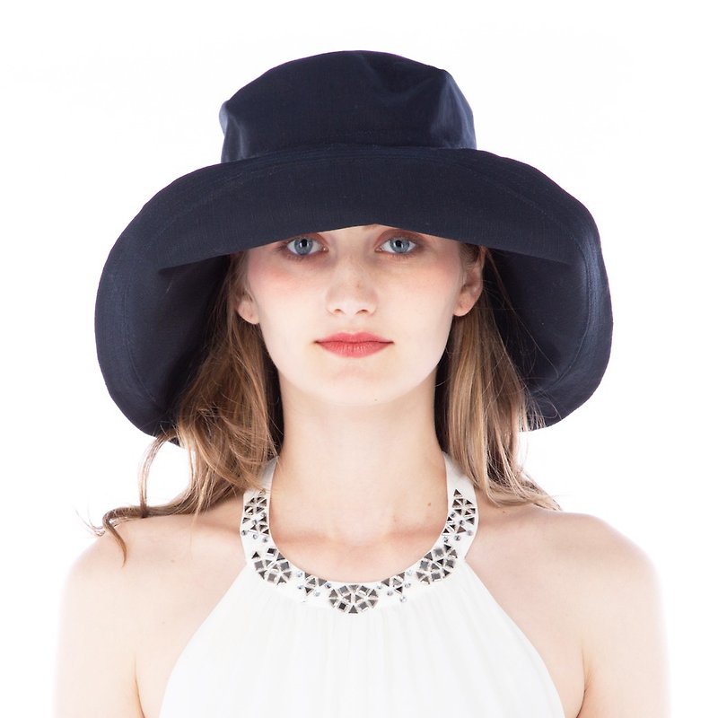ATIPA Modern Q Extra Wide Brim Sun Hat  (Sun UV Protection) - Hats & Caps - Cotton & Hemp Black