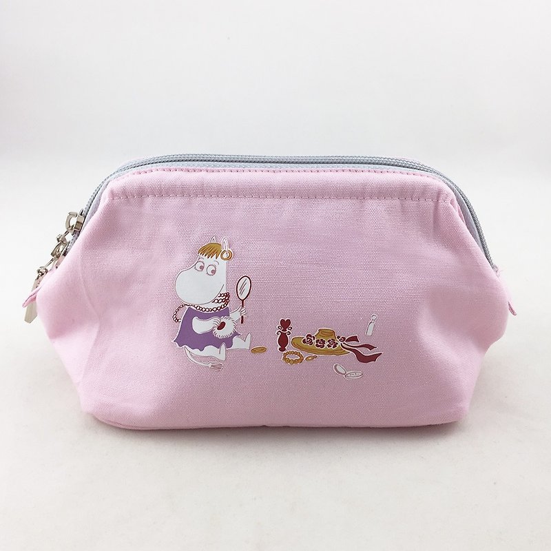 Moomin嚕嚕米授權-化妝包(粉) - 化妝包/收納袋 - 棉．麻 粉紅色