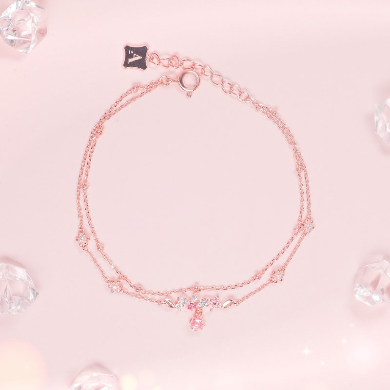 L'amour Floral Butterfly Bracelet (Rose Gold) - Bracelets - Sterling Silver 