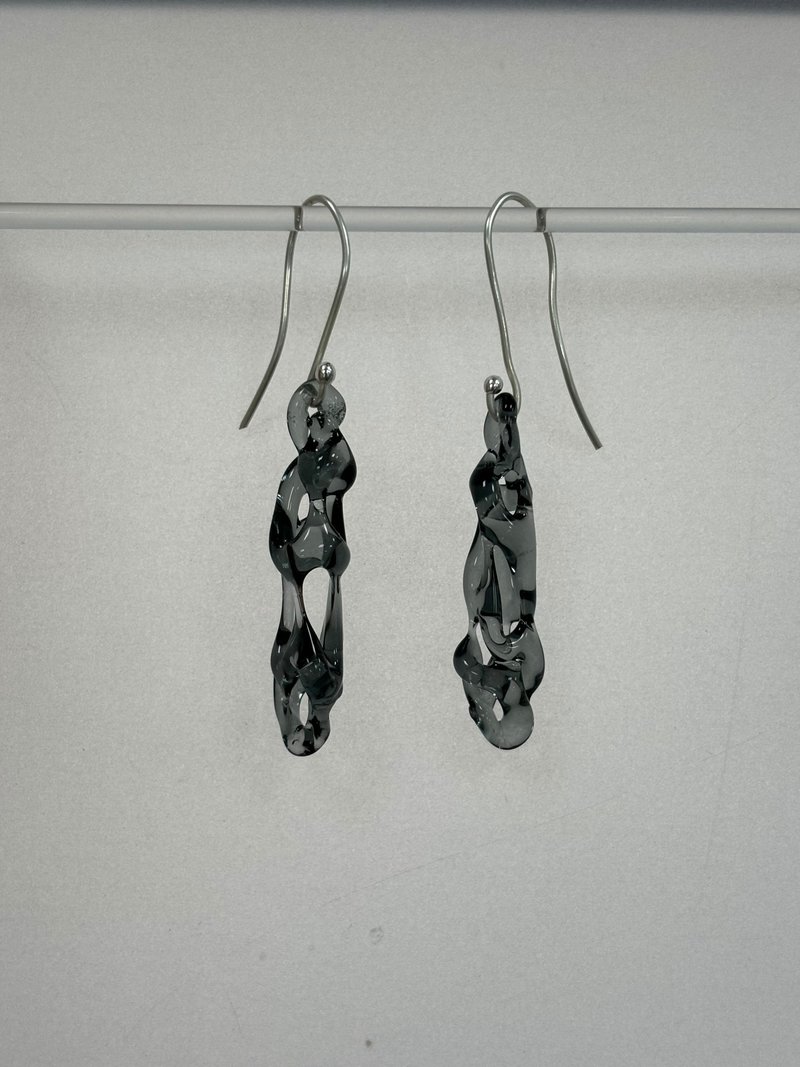 Glass Earrings|| Flow Series|| - Earrings & Clip-ons - Glass Gray