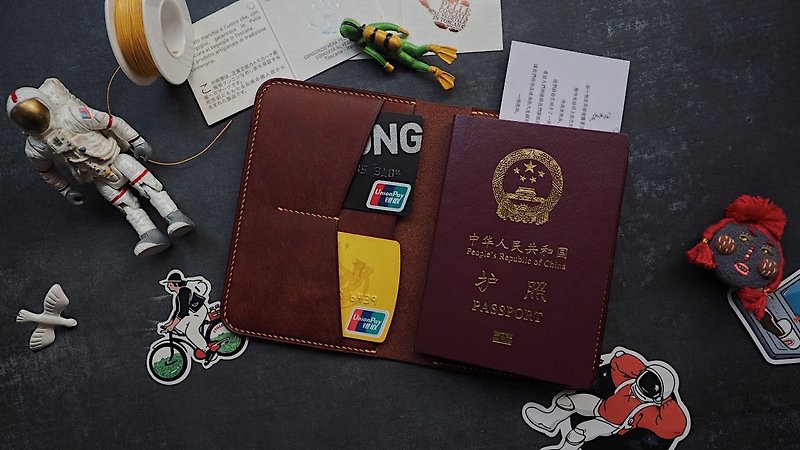 Portable carry-on passport holder travel handmade cowhide custom lettering gift custom color style - Passport Holders & Cases - Genuine Leather Multicolor