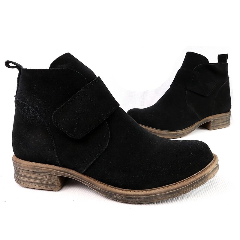 sixlips 3M waterproof suede devil felt female short boots black - Women's Booties - Genuine Leather Black