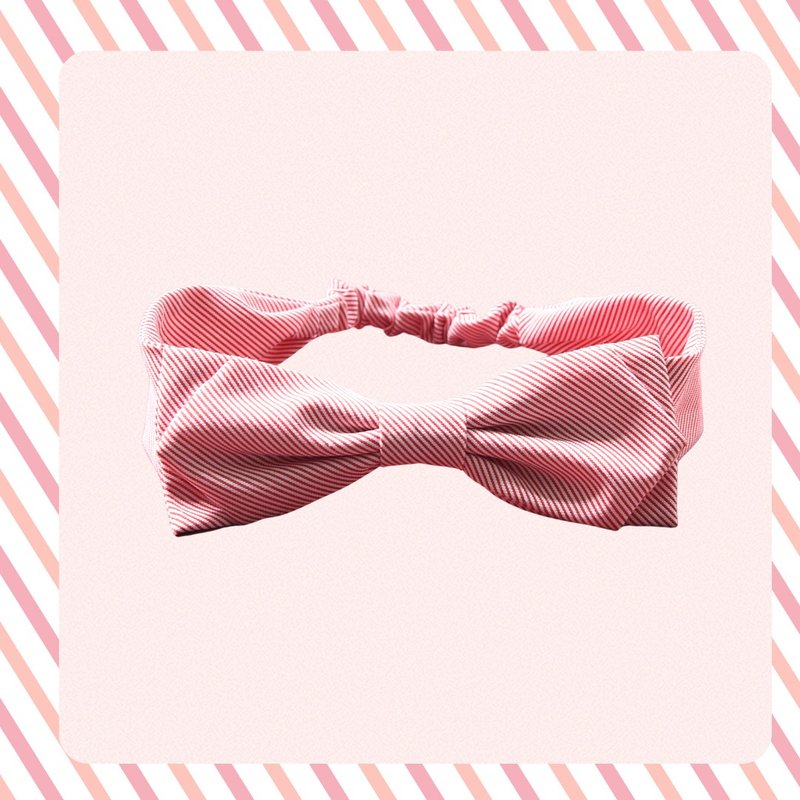 Handmade Tartan/ Plaid Ribbon Hair Band【ZAZAZOO】 - Hair Accessories - Cotton & Hemp Pink