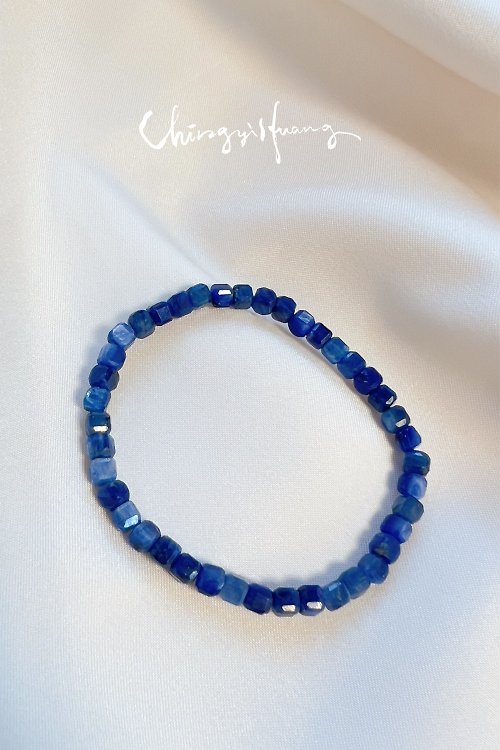 chingyihuang_jewelry CYH- 天然 印度 方形 鑽切方形藍晶石 水晶手環