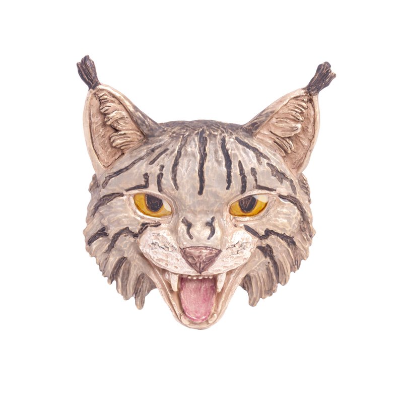 山猫ブローチ Wildcat PB177 - 胸針 - 其他金屬 金色
