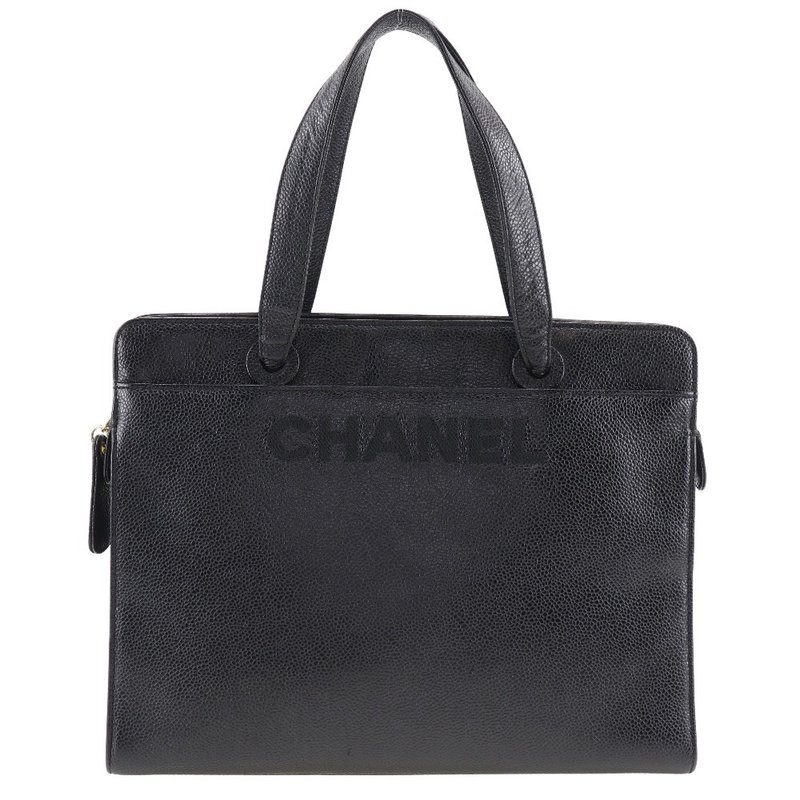 【日本直送】シャネル CHANEL ロゴ ハンドバッグ キャビアスキン 黒 レディース【中古】 - 手提包/手提袋 - 真皮 黑色