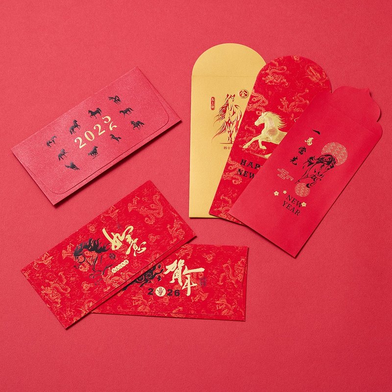 2026 丙午金馬年紅包袋6入套組 #115-2 - 紅包袋/春聯 - 紙 紅色