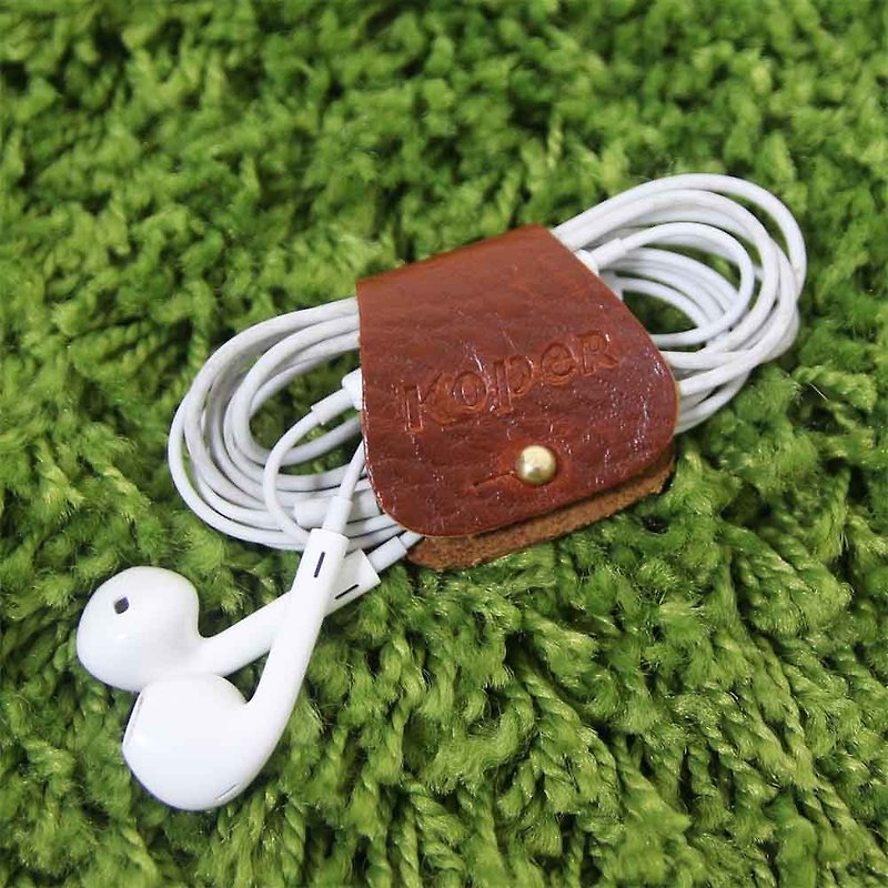 【手工皮革】耳機集線器-復刻棕(MIT台灣製造) - 捲線器/電線收納 - 真皮 咖啡色