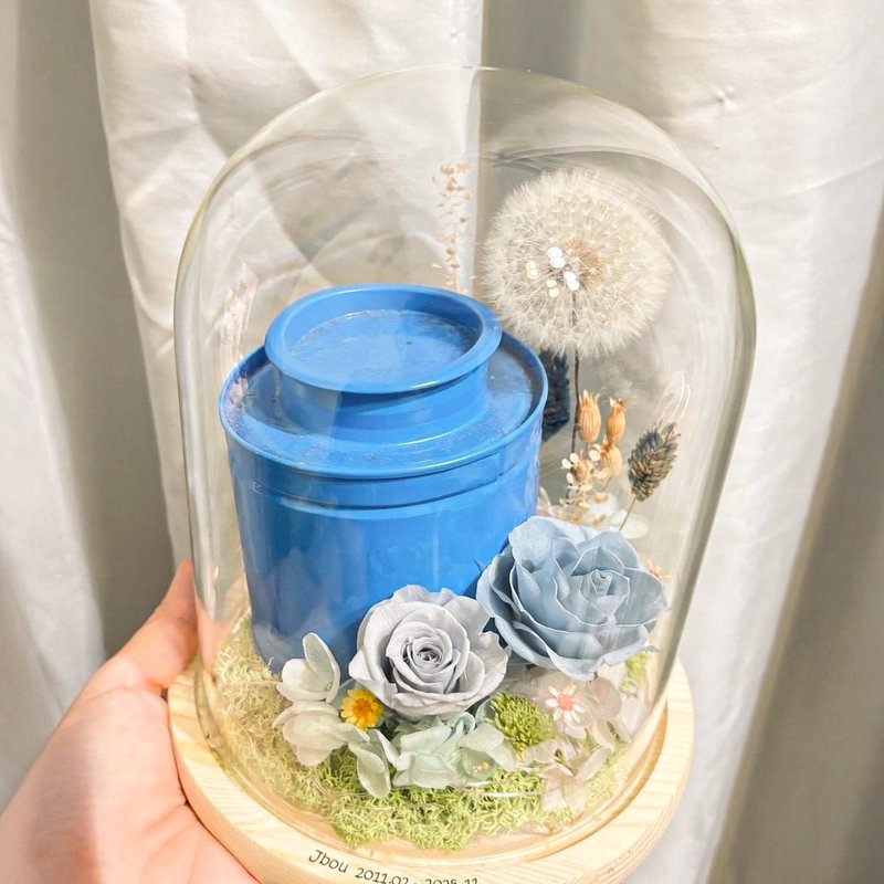 永生花玻璃寵物紀念花盅 寵物追思紀念 可放骨灰 台灣手作 客製專 - 客製化寵物商品 - 植物．花 粉紅色