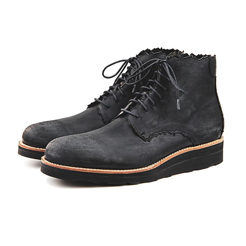 Boots Vibram shoes Barbarian M1167 Black - รองเท้าบูธผู้ชาย - หนังแท้ สีดำ
