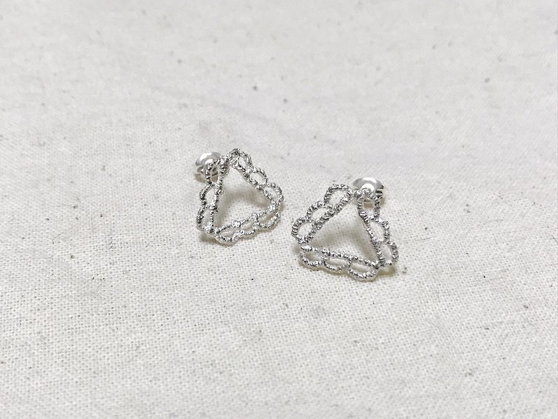 triangle pierced earrings / Triangle earrings - Earrings & Clip-ons - Other Metals Silver