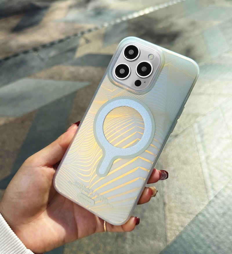 【磁吸板】冰雪白磨砂鏡面金 iPhone 15 Pro/15 ProMax手機殼 - 手機殼/手機套 - 塑膠 白色