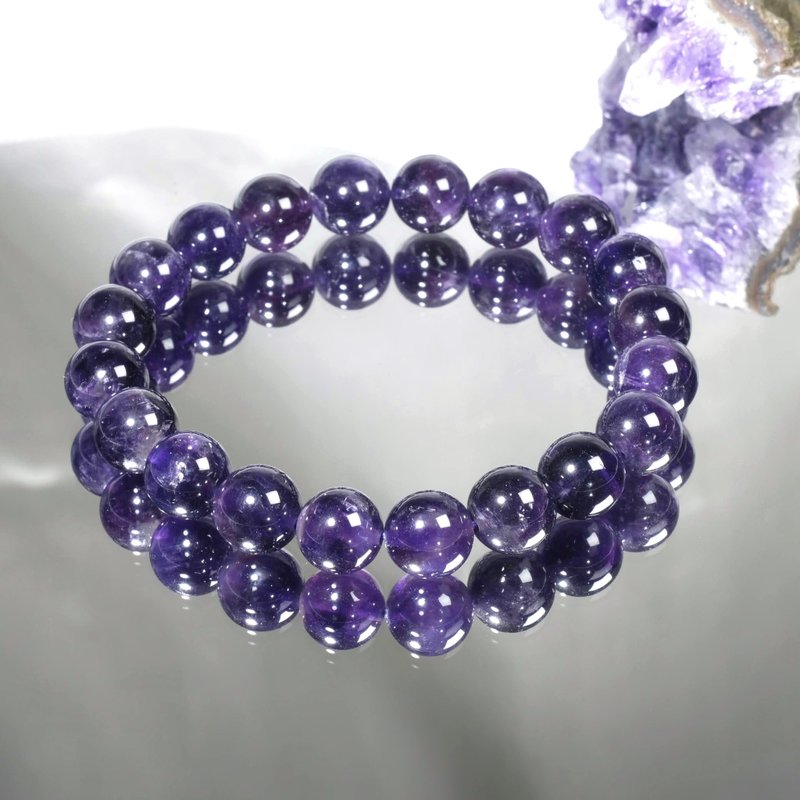 一圖一物│#650 9mm 天然紫水晶手鍊 人緣愛情 聖誕禮物 招貴人 - 手鍊/手鐲 - 水晶 紫色