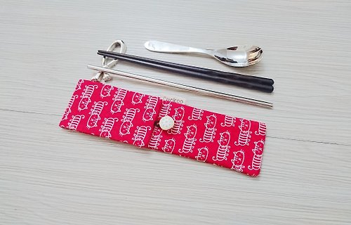 Cuckoo 布穀 環保餐具收納袋 筷子袋 組合筷專用 雙層筷袋 喜氣貓