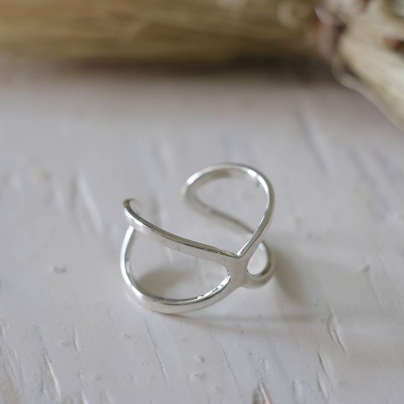 infinity ring statement Minimal 2 double lines women Girl silver thin modern - General Rings - Other Metals Silver