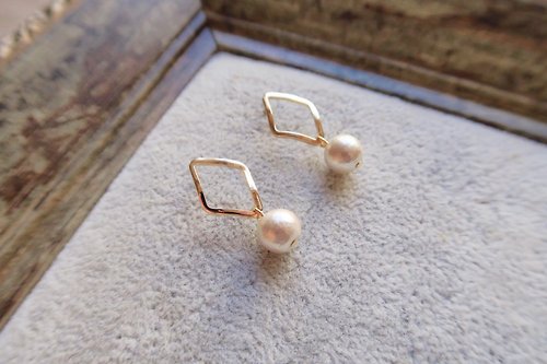 BELOVED cotton pearl 日本棉珍珠 棉珍珠 菱型波紋耳環 棉花珍珠