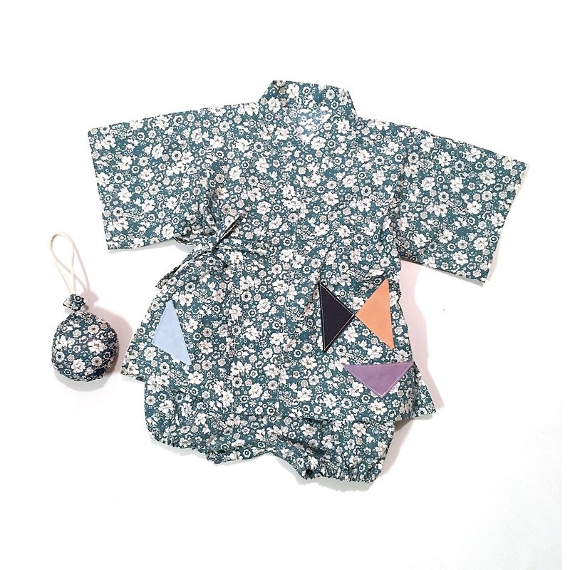 JINBEI   Japanese summer clothes Kimono of the baby - ของขวัญวันครบรอบ - ผ้าฝ้าย/ผ้าลินิน สีเขียว