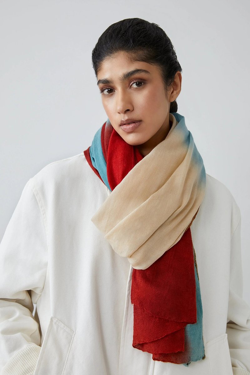 805 羊毛真絲圍巾90 - 玫紅 - 圍巾/披肩 - 羊毛 