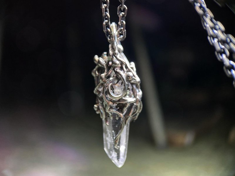 Natural Ore/Laser Column/Guardian Series/Crystal Necklace/Solomon - สร้อยคอ - คริสตัล สีใส