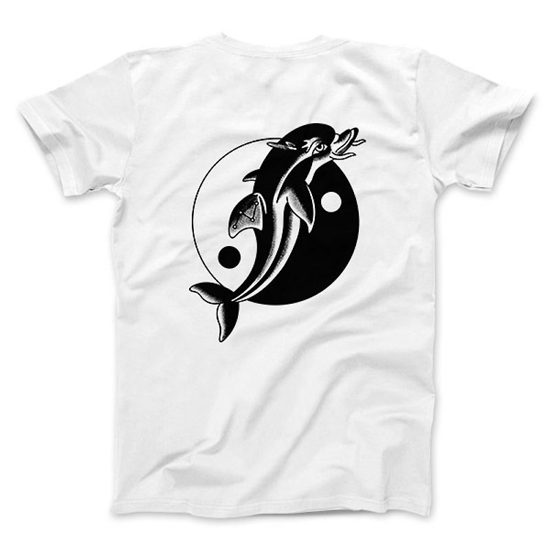 Taiji dolphin - White - Women's T-Shirt - เสื้อยืดผู้หญิง - ผ้าฝ้าย/ผ้าลินิน ขาว