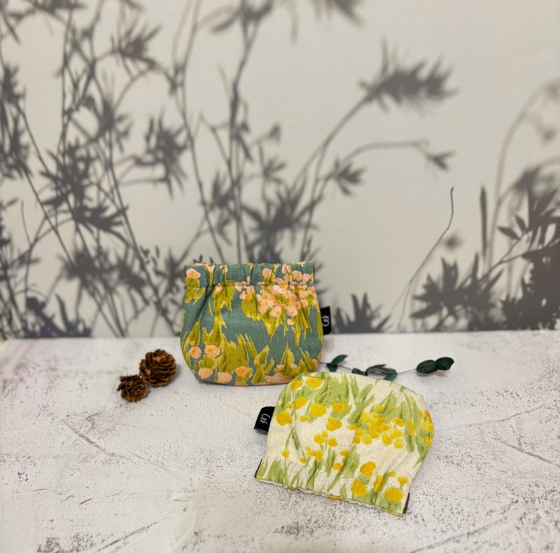 10cm 彈片口金小物袋-言情小花 - 零錢包/小錢包 - 棉．麻 