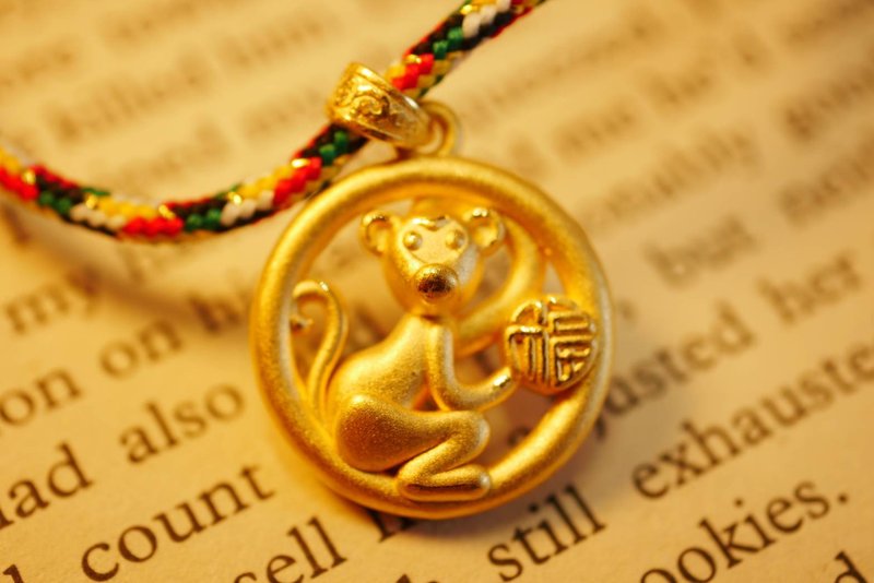 黃金墜子-生肖猴金飾墜子-黃金9999 - 項鍊 - 24k 金 金色