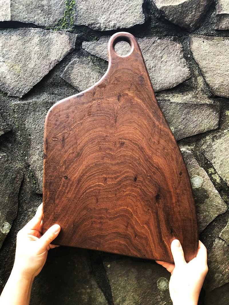 Wood alloy design/natural natural shape log plate/cutting board/dining plate/Paraguayan rosewood/selected water ripple - ถาดเสิร์ฟ - ไม้ สีนำ้ตาล