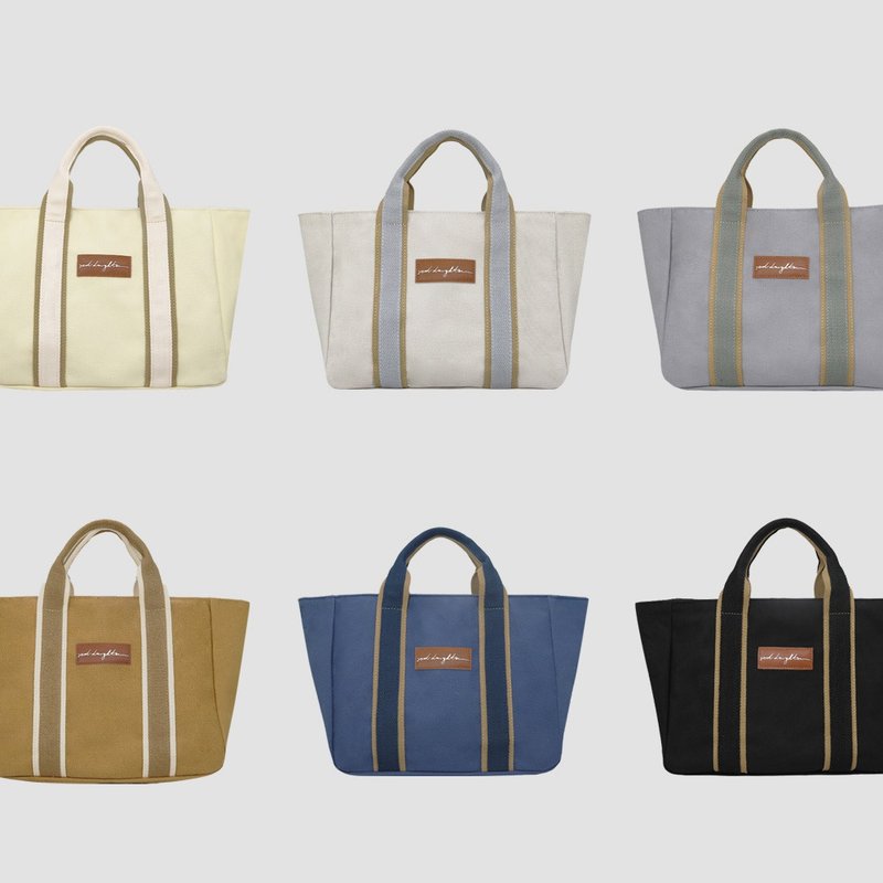 Dual Purpose Canvas Tote Bag Canvas Bag Contrast Canvas Bag with Bottom Plate - กระเป๋าถือ - วัสดุอื่นๆ 