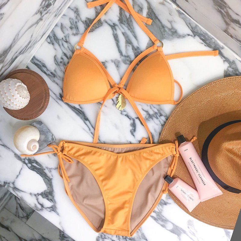 Try swimwear bikini set in neon-orange - ชุดว่ายน้ำผู้หญิง - เส้นใยสังเคราะห์ สีส้ม