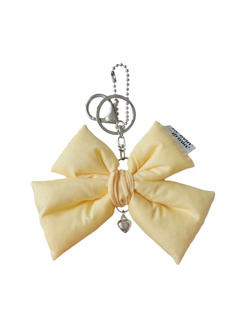 double ribbon keyring_mandarine - 鑰匙圈/鑰匙包 - 其他人造纖維 橘色