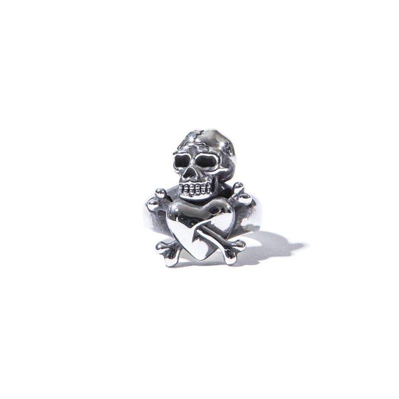 【Knockout】PENETRATE SKULL AND HEART RING ring skull sterling silver - General Rings - Sterling Silver 